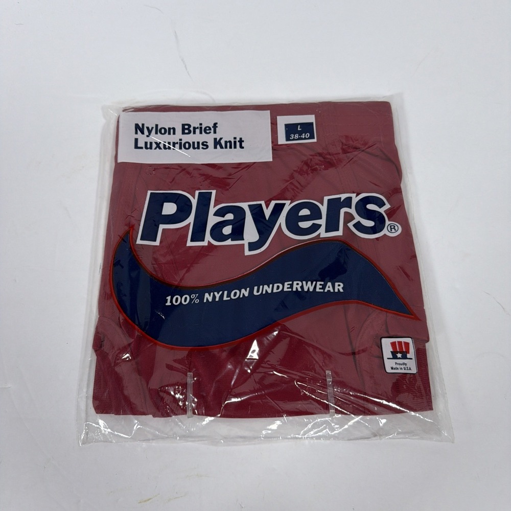 Mens Vintage Deadstock 1980s Players Nylon Brief Size Large Red